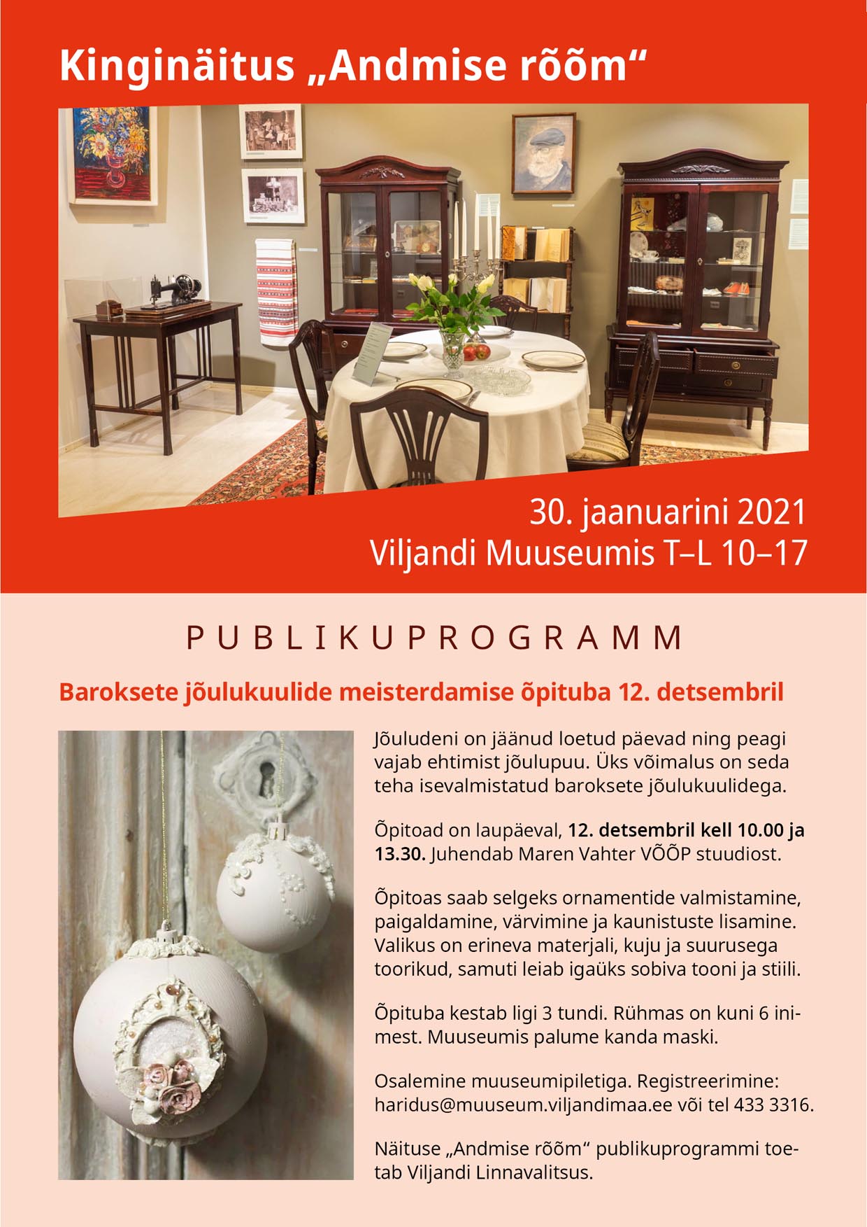 Plakat Baroksete jõulukuulide õpituba